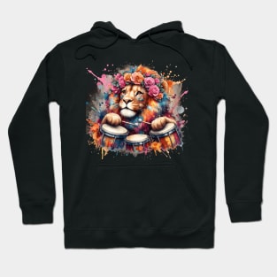 Lion Playing Drums Hoodie